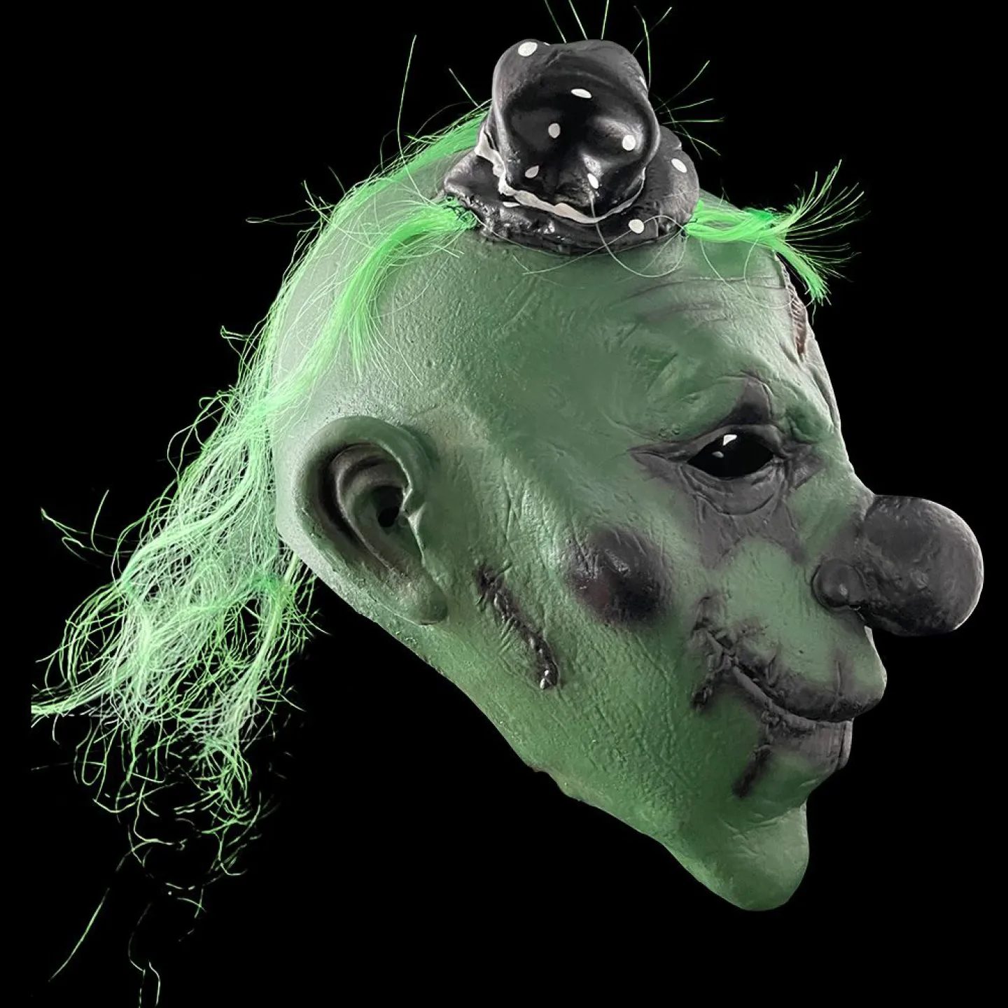 Halloween masker horror clown zwart/groen.