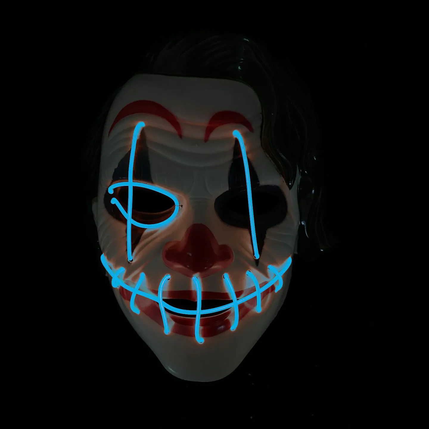 Halloween masker - The joker - LED lichtblauw.
